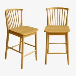sweeek Set di 2 sgabelli da bar con barre di legno di hevea
