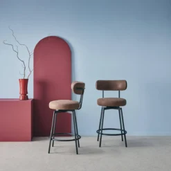 sweeek Set di 2 sgabelli da bar con seduta girevole in metallo e similpelle