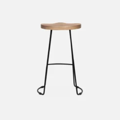 sweeek Set di 2 sgabelli da bar in legno di mango e acciaio, 65cm