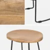 sweeek Set di 2 sgabelli da bar in legno di mango e acciaio, 75cm