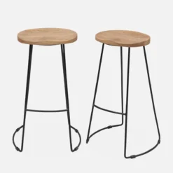 sweeek Set di 2 sgabelli da bar in legno di mango e acciaio, 75cm
