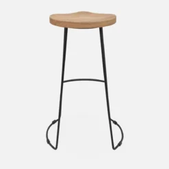sweeek Set di 2 sgabelli da bar in legno di mango e acciaio, 75cm