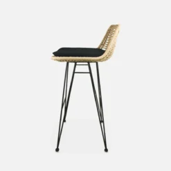 sweeek Set di 2 sgabelli da bar in metallo e rattan