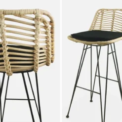 sweeek Set di 2 sgabelli da bar in metallo e rattan