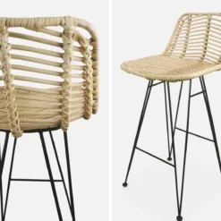 sweeek Set di 2 sgabelli da bar in metallo e rattan, 67cm