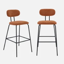 sweeek Set di 2 sgabelli da bar legno curvato tinto noce e tessuto idrorepellente gambe in metallo nero