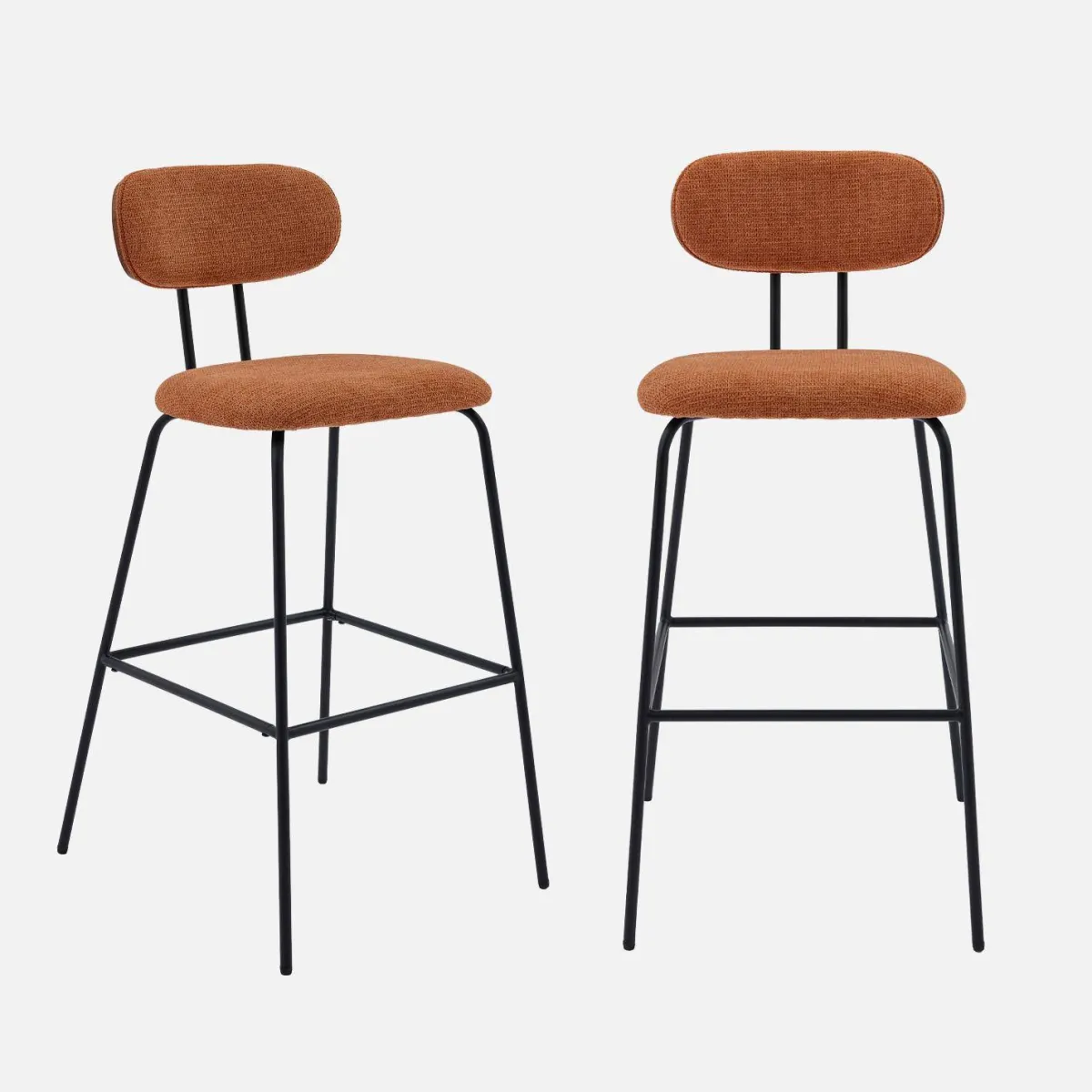 sweeek Set di 2 sgabelli da bar legno curvato tinto noce e tessuto idrorepellente gambe in metallo nero