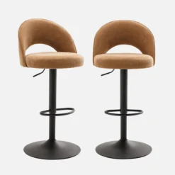 sweeek Set di 2 sgabelli da bar regolabile in metallo e tessuto con base nera