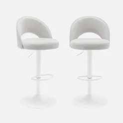 sweeek Set di 2 sgabelli da bar regolabili metallo e tessuto con base bianca