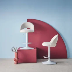 sweeek Set di 2 sgabelli da bar regolabili metallo e tessuto con base bianca