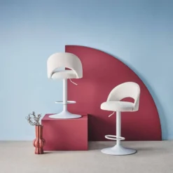 sweeek Set di 2 sgabelli da bar regolabili metallo e tessuto con base bianca