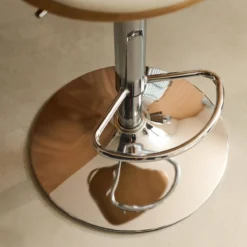 sweeek Set di 2 sgabelli da bar regolabile decorazione legno curvato e similpelle, 62/83cm