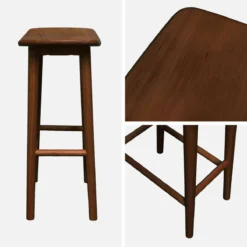 sweeek Set di 2 sgabelli da bar vintage in legno di hevea