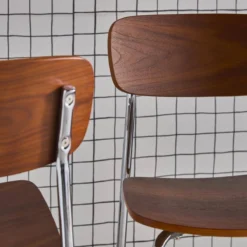 sweeek Set di 2 sgabelli da bar vintage metallo e compensato