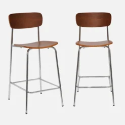 sweeek Set di 2 sgabelli da bar vintage metallo e compensato