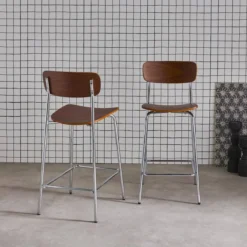 sweeek Set di 2 sgabelli da bar vintage metallo e compensato