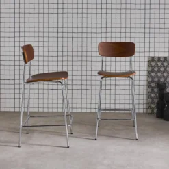 sweeek Set di 2 sgabelli da bar vintage metallo e compensato