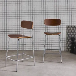sweeek Set di 2 sgabelli da bar vintage metallo e compensato