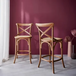 sweeek Set di 2 sgabello da bar bistrot vintage legno