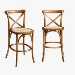 sweeek Set di 2 sgabello da bar bistrot vintage legno