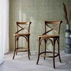 Set di 2 sgabello da bar bistrot vintage legno