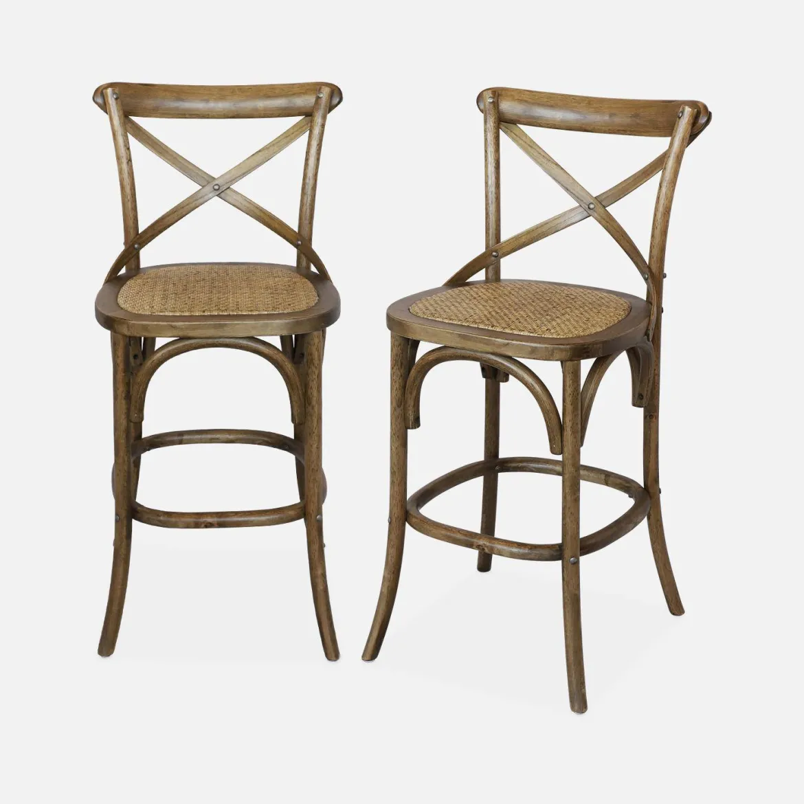 Set di 2 sgabello da bar bistrot vintage legno