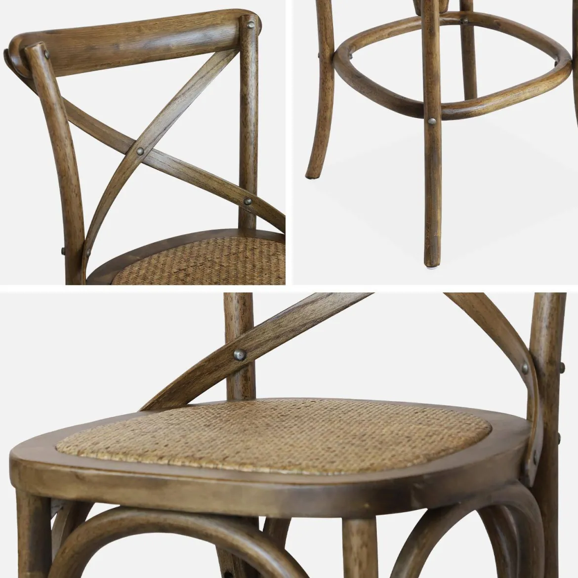 Set di 2 sgabello da bar bistrot vintage legno