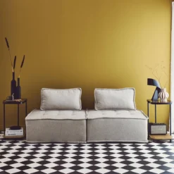 sweeek Set di 2 tavolini da divano vintage in metallo nero e vetro