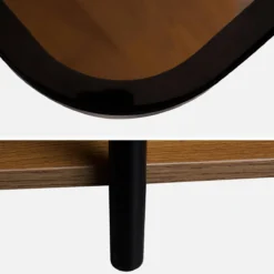 sweeek Set di 2 tavolini da divano vintage in metallo nero e vetro