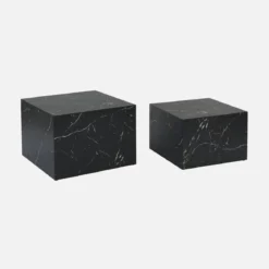 Set di 2 tavolini quadrati con effetto marmo