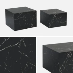 Set di 2 tavolini quadrati con effetto marmo