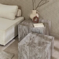 sweeek Set di 2 tavolini quadrati con effetto marmo