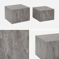 sweeek Set di 2 tavolini quadrati con effetto marmo