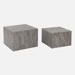 sweeek Set di 2 tavolini quadrati con effetto marmo