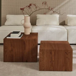 sweeek Set di 2 tavolini quadrati effetto frassino
