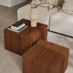 sweeek Set di 2 tavolini quadrati effetto frassino