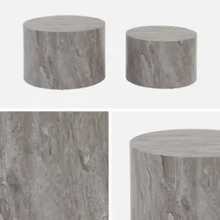 sweeek Set di 2 tavolini rotondi con effetto marmo