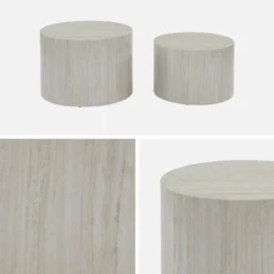 Set di 2 tavolini rotondi con effetto marmo