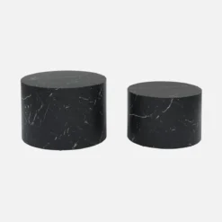 Set di 2 tavolini rotondi con effetto marmo