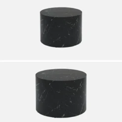 Set di 2 tavolini rotondi con effetto marmo