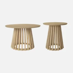 sweeek Set di 2 tavolini rotondi effetto legno, 40cm e 60cm