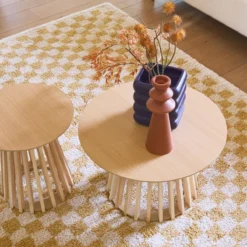 sweeek Set di 2 tavolini rotondi effetto legno, 40cm e 60cm