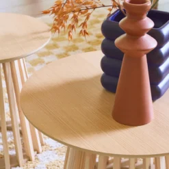 sweeek Set di 2 tavolini rotondi effetto legno, 40cm e 60cm