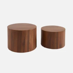 sweeek Set di 2 tavolini rotondi impilabili effetto quercia