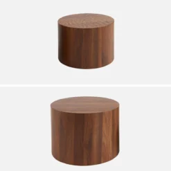sweeek Set di 2 tavolini rotondi impilabili effetto quercia