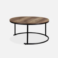sweeek Set di 2 tavolini rotondi in metallo e legno