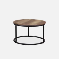 sweeek Set di 2 tavolini rotondi in metallo e legno