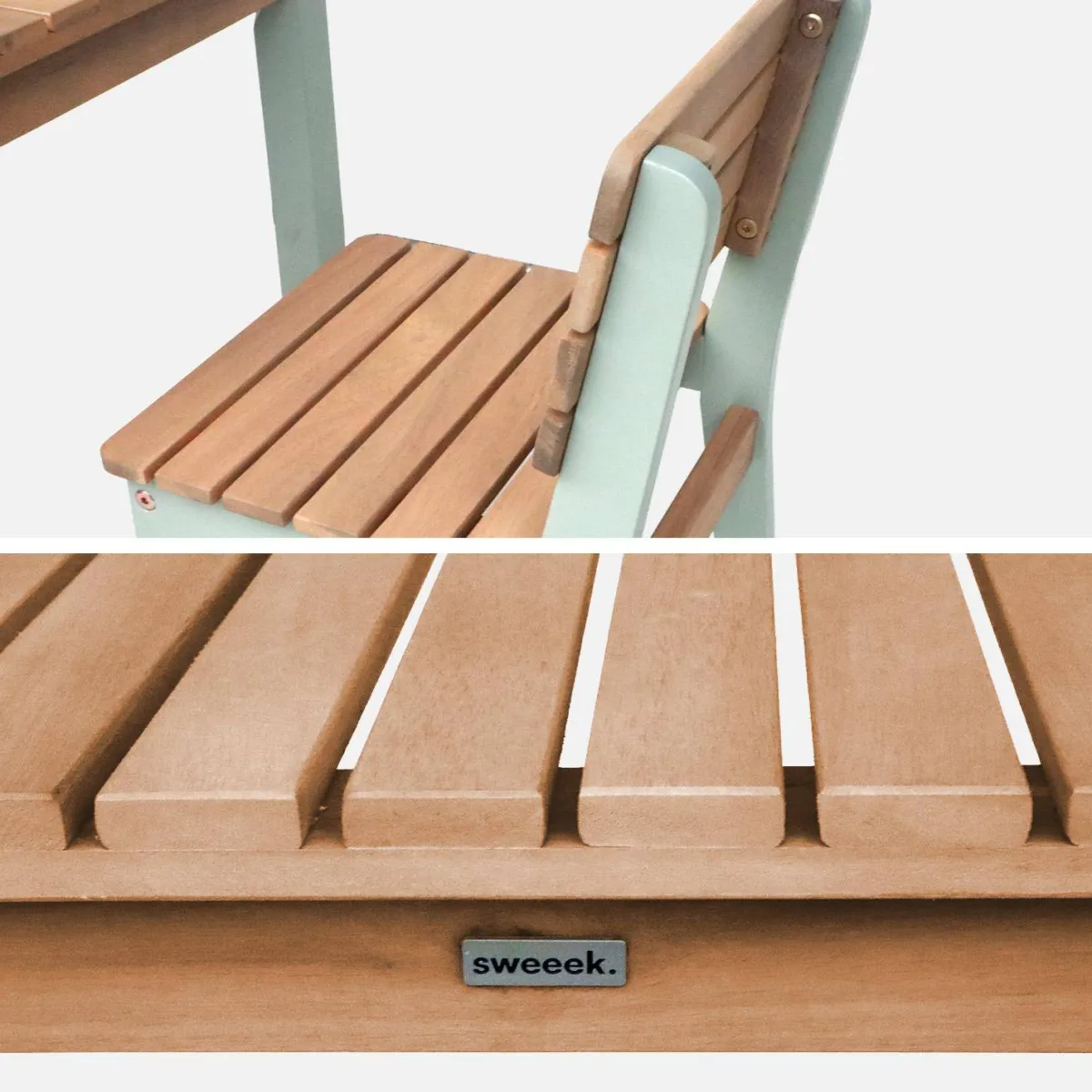 sweeek Set di tavolo per bambini in legno, 2 sedie
