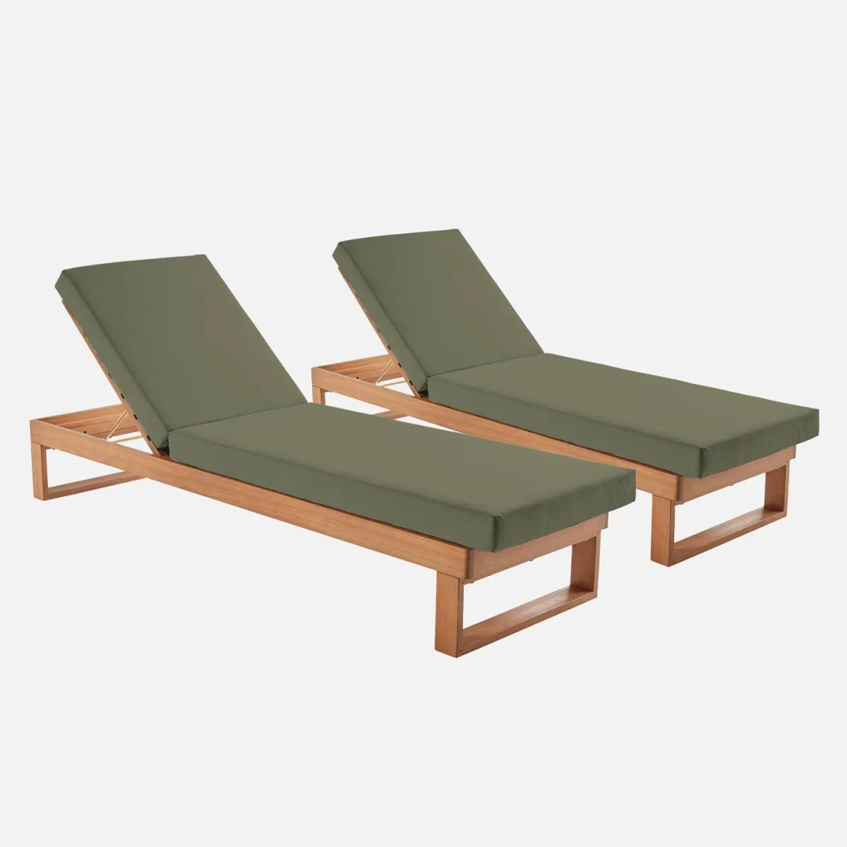 sweeek Set 2 lettini prendisole di legno di eucalipto multiposizione