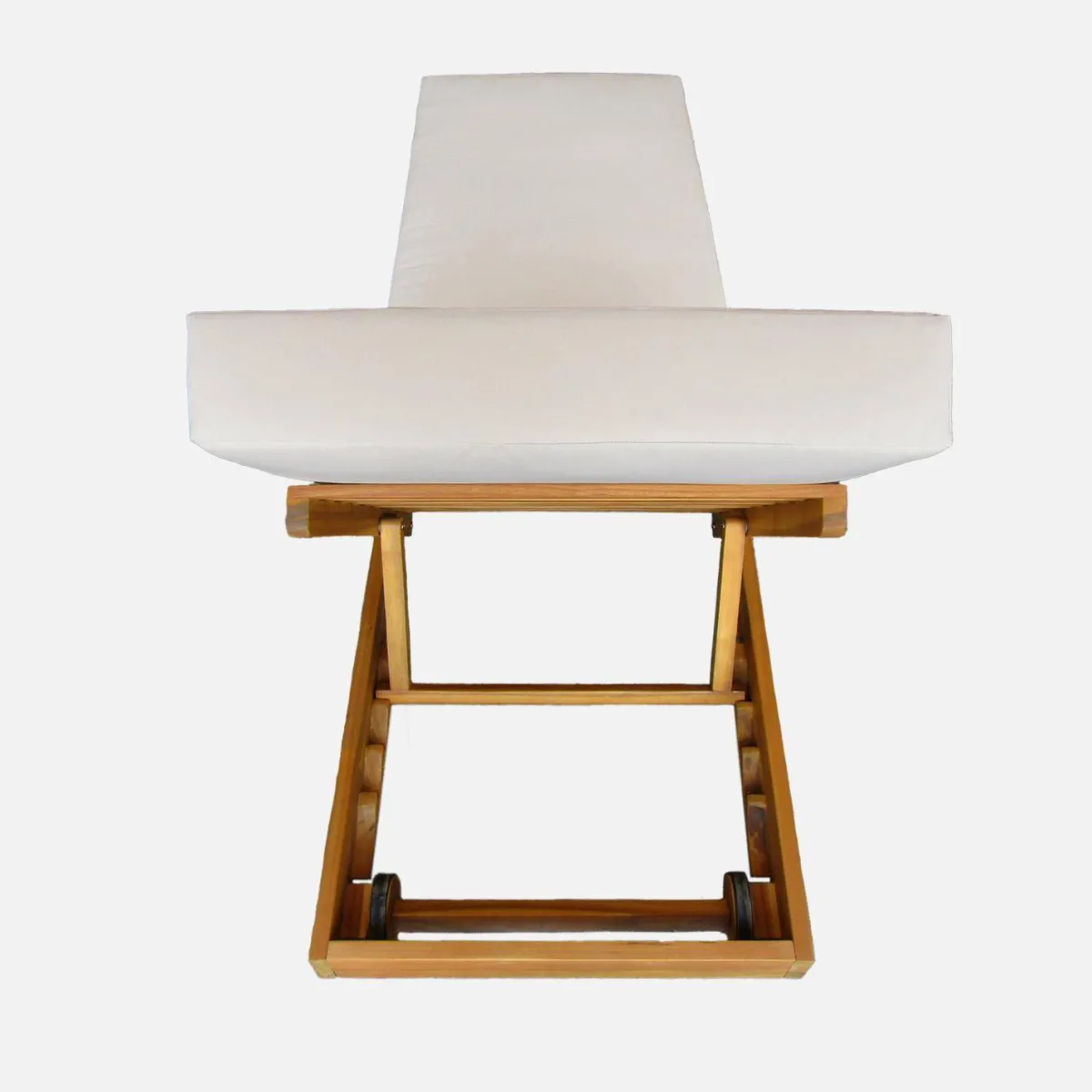 sweeek Set 2 lettini prendisole in acacia e poliestere multiposizione con ruote